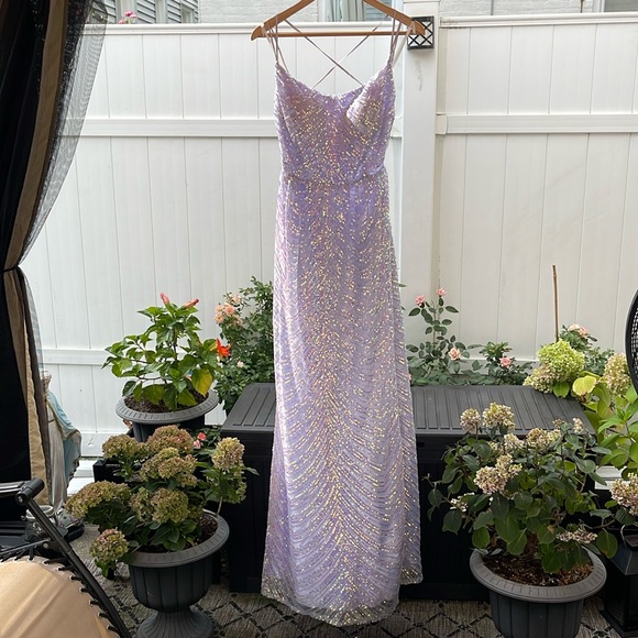 B. Darlin - Juniors' Purple Sequin Prom Gown - Size 15/16 - Picture 3 of 16